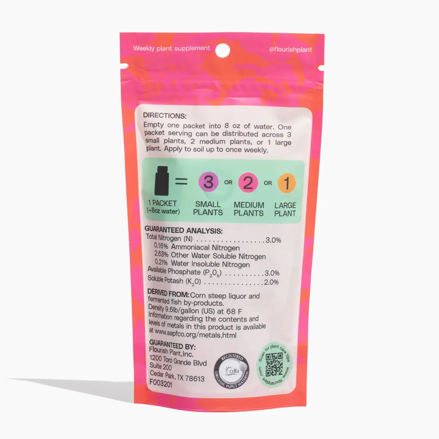 Flourish Organic Plant Food Single-Serve Packet